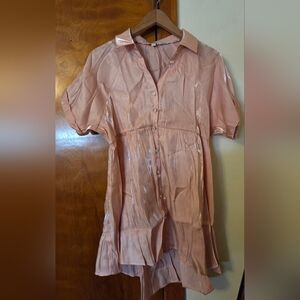 Umgee Blush Pink Satin Top Size Large